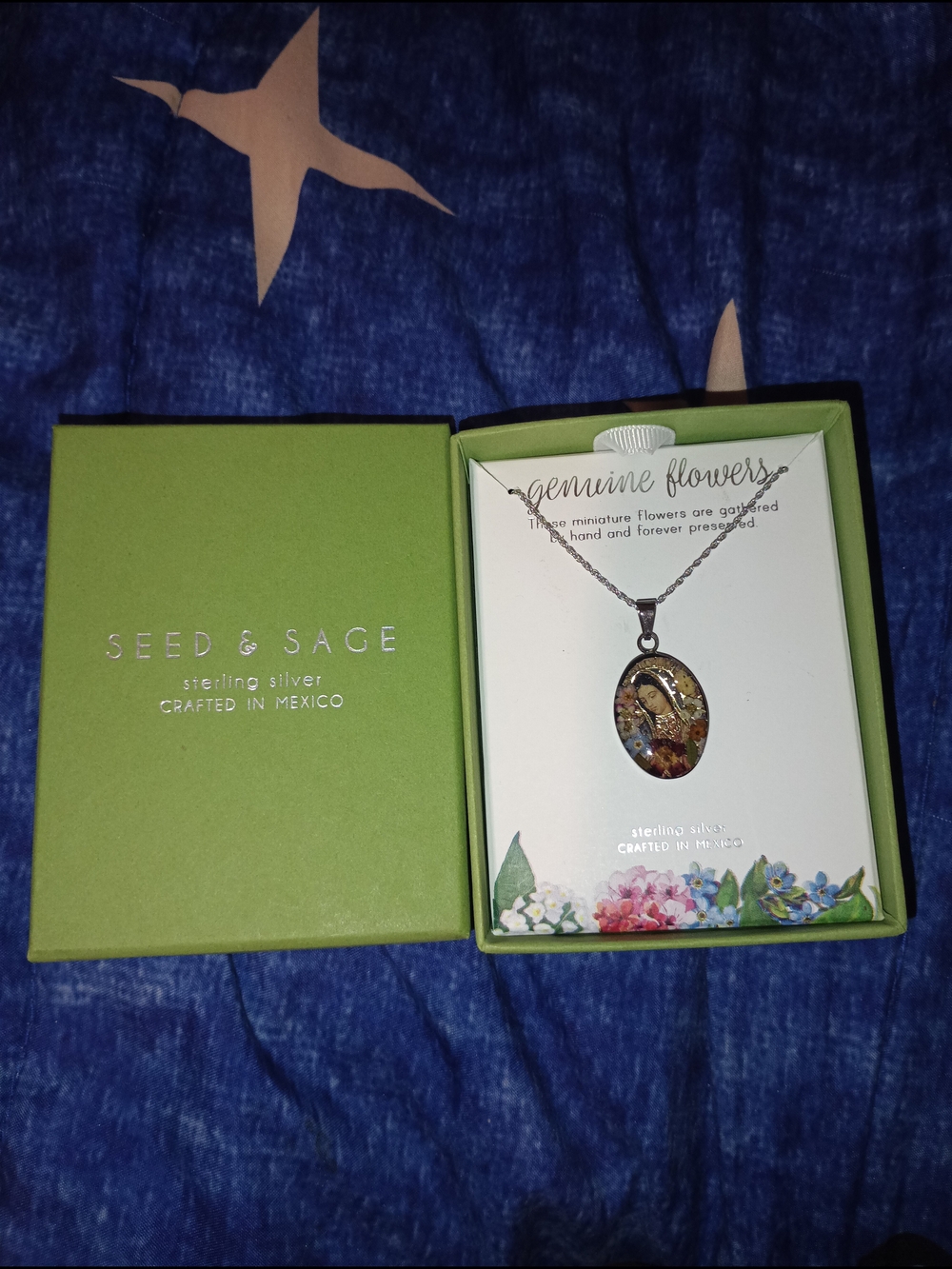 Seed & Sage Sterling Silver Oval Floral Pendant Necklace - Multicolor